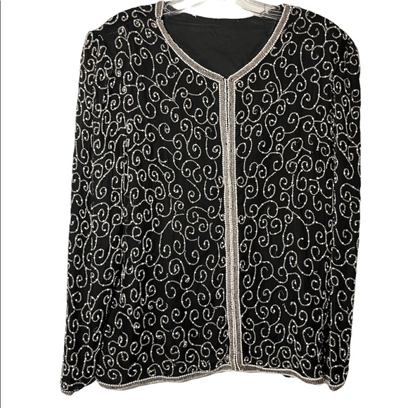 Vintage beaded silk lined 1980’s beaded jacket - Picture 1 of 9